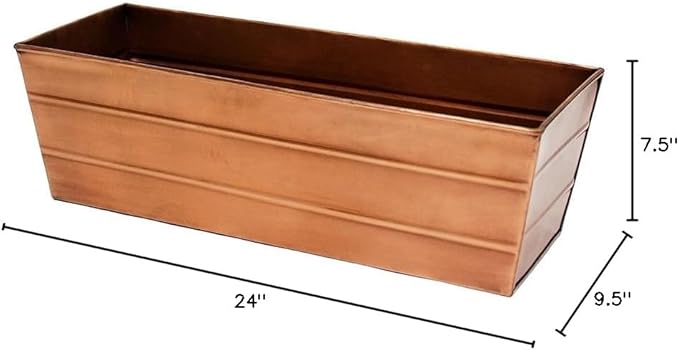 Achla Designs C-20C Copper Plated Flower Box, Medium Window Flowerbox Planter