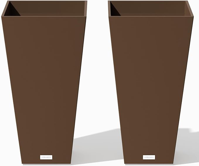 Veradek V-Resin Indoor/Outdoor Taper Planter, 2-Pack (26 inch, Espresso)