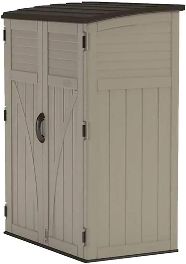 Suncast Outdoor Storage Shed, Water Resistant Resin Vertical Outdoor Storage Cabinet for Patio, Garden Tools, Cushions, & Equipment, Weatherproof Multi-Wall Design, 54 cu. ft., Made in USA