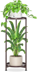 iDavosic.ly 2 Tier Corner Plant Stand Indoor, Tall Vertical Metal Flower Heavy Duty Pot Holder Shelf Outdoor for Patio Porch Living Room, Bronze - Round
