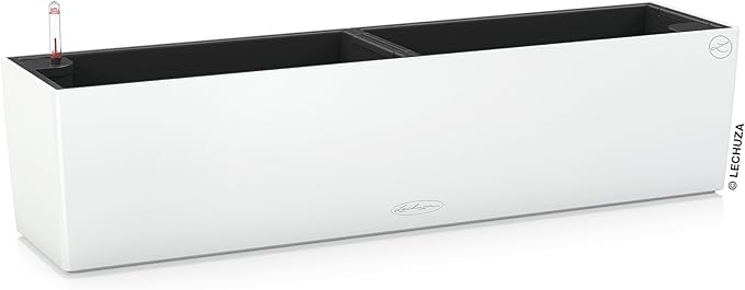Lechuza 15680 Balconera Color 80 Self-Watering Planter for Indoor and Outdoor Use, 31" x 7" x7", White Matte