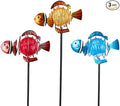 Fish 3Pack 21.3''H Outdoor Figurine Lights, Multicolor Clownfish Solar Garden Decor with Led Lights, Decorative Garden Stake for Yard, Patio, Lawn