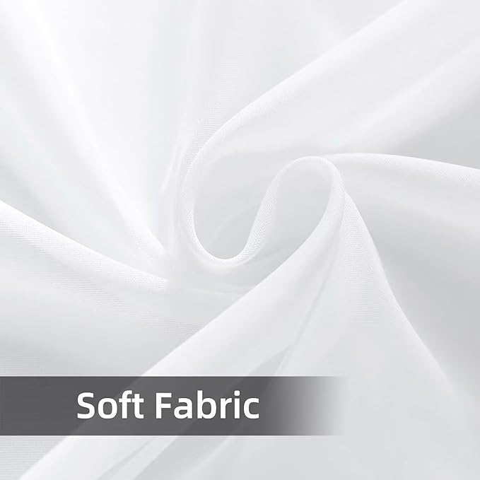 SpaceDresser Waterproof Outdoor Sheer Curtains for Patio - 2 Panels Rod Pocket Indoor Voile Sheer Curtain for Living Room,52W x 108L inch, White