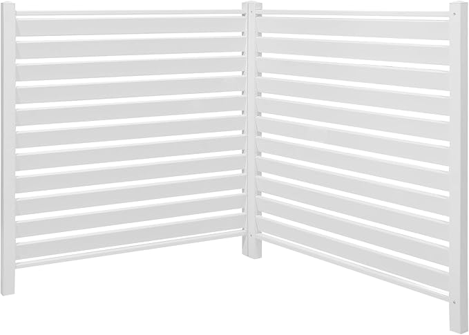 VEVOR 48" W x 48" H Vinyl Fence Panels, Air Conditioner Fence, Outdoor Privacy Screens for Trash Can, Pool Equipment Enclosure, Privacy Screen Kit Louvered Panels (2 Panels)