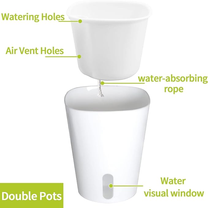 3" Self Watering Pots,20 Sets Self Watering Planter Pots for Indoor Plants with Water Level Indicator and Multiple Vents,Self Watering Planters,Self Watering Plant Pot for House Plants,Flowers,Herbs