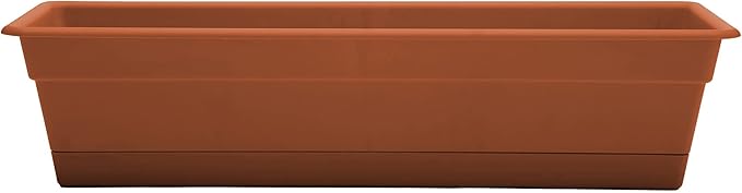 Bloem Dura Cotta Window Box Planter: 30" - Terra Cotta - Large Box with Tray, Weatherproof Resin Box, Removable Tray for Indoor & Outdoor Use, Gardening, 4 Gallon Capacity