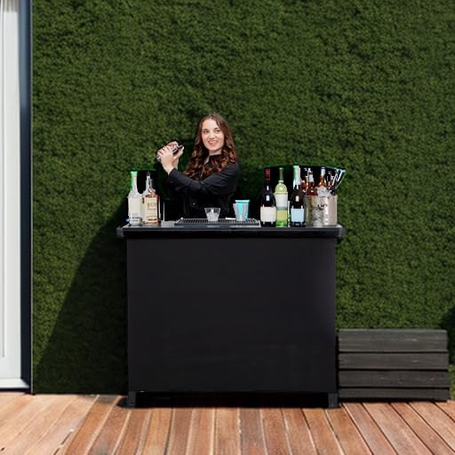 GoBar PRO Commercial Grade Portable Bar Table - Mobile Bartender Station for Events - Includes Black Skirt and Carry Case - Standard or LED