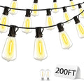 Outdoor Patio String Lights 200ft: ST38 LED Shatterproof Bulbs 3 Modes Button Control - Waterproof Connectable Lights - Wedding Bistro Party Gazebo Backyard Decorative
