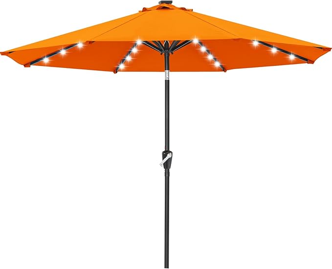 ABCCANOPY Durable Solar Led Patio Umbrellas with 32LED Lights 11FT (Orange)
