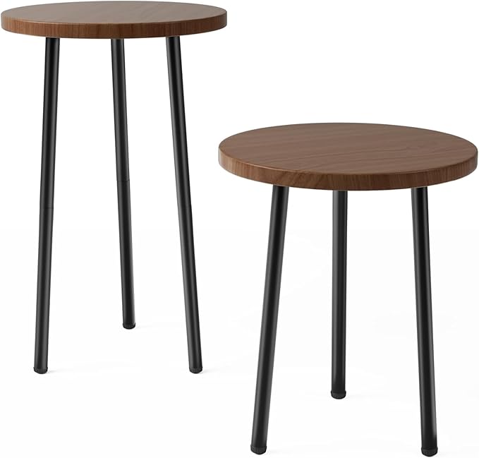 Plant Stand Indoor 2 Pack: Plant Table 14''&20'' Wooden & Metel Heavy Duty Stands for Flower Lovers - Mid Century Modern Design Stool for Bedroom/Living Room/Patio/Garden