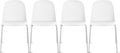 2xhome Modern Stackable Armless Dining Chair | Plastic Shell Seat with Metal Legs | Indoor or Outdoor Use | Home Kitchen Patio (4, White, No Padding)