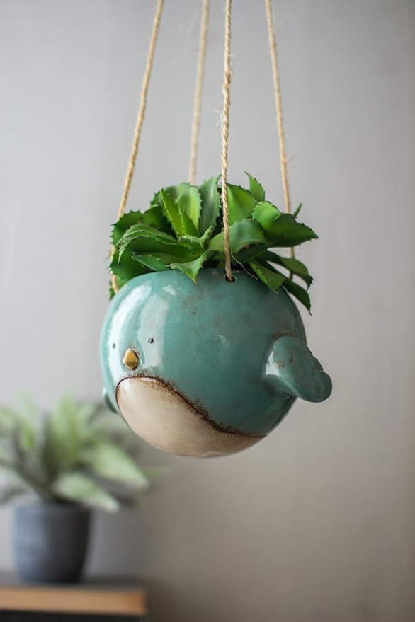 Bluebird Hanging Planter Pot - Ceramic - 7" Diameter