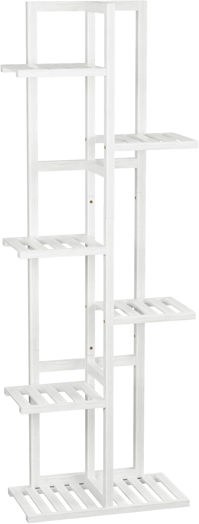 6 Tier Bamboo Plant Stand Indoor, Wood Tall Flower Holder Corner Tiered Plant Shelf for Multiple Plants (White)
