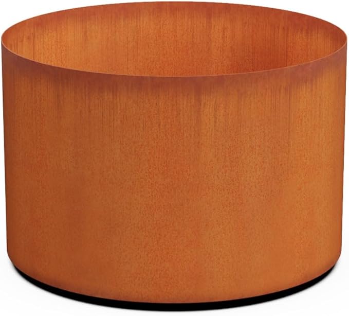 PLANTERCRAFT Corten Steel Metal Planter Box, Round Sizes, Modern Garden Steel planters for Commercial and Residential Outdoor Use.