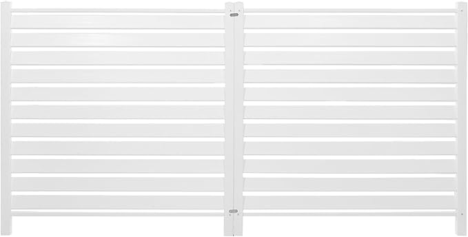 VEVOR 48" W x 48" H Vinyl Fence Panels, Air Conditioner Fence, Outdoor Privacy Screens for Trash Can, Pool Equipment Enclosure, Privacy Screen Kit Louvered Panels (2 Panels)