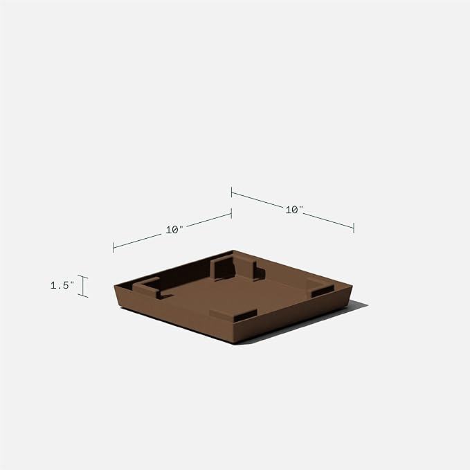 Veradek Nobleton Indoor/Outdoor Wide Square Planter (Espresso, 18" - 2 Pack with 2 Saucer Trays)