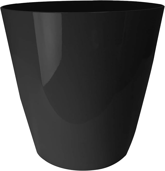 The HC Companies Aria Round Self-Watering Pot - Lightweight Plastic Planter for Herbs & More - Durable Plant Pots for Indoor Plants & Outdoor Plants (10" Glossy Black, Pack of 1)