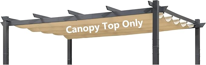 Pergola Shade Cover Replacement Canopy Top Compatible with 10 X 13 ft 6-Bar Pergola Frames - Beige (Canopy Size 116" W x 135" L, Canopy Top Only)
