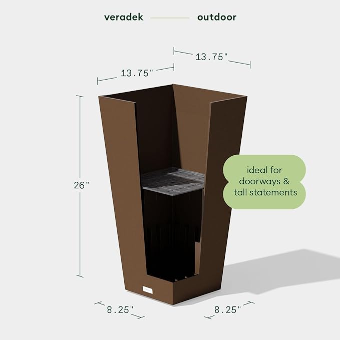 Veradek V-Resin Indoor/Outdoor Taper Planter, 2-Pack (26 inch, Espresso)
