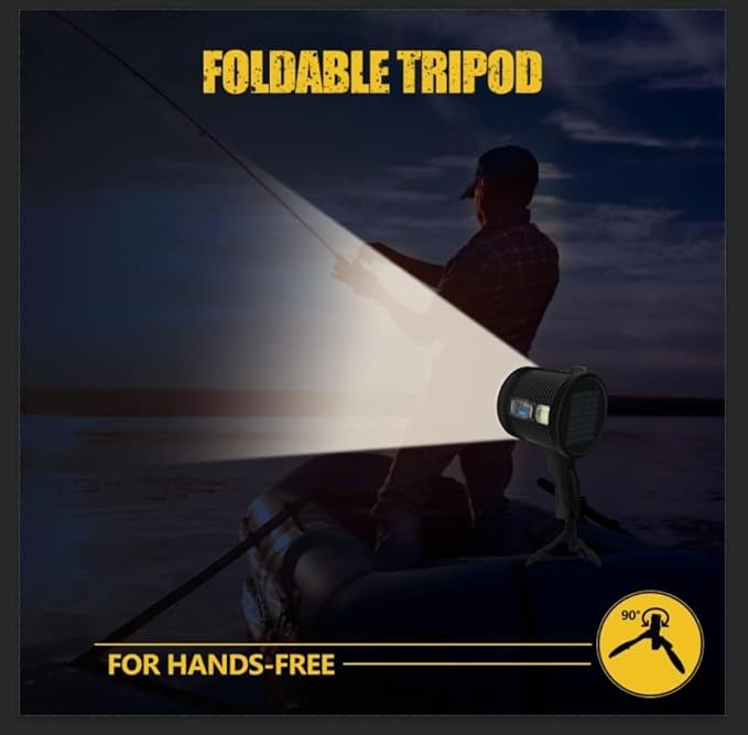 Spotlight 1000000 Lumens, 6 Modes Led Rechargeable Spotlight Flashlight As Seen on TV with Tripod, 3 Color Filters, Super Bright Solar Spot Lights Outdoor Handheld for Hunting, Boating, XXXL
