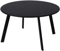 Patio Coffee Table - Metal Steel Outdoor Round Table Weather Resistant Anti-Rust Table (Black)