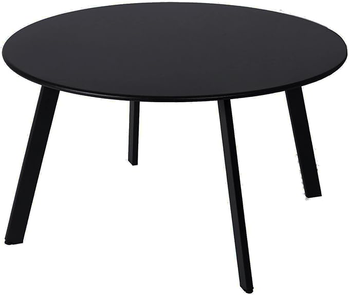 Patio Coffee Table - Metal Steel Outdoor Round Table Weather Resistant Anti-Rust Table (Black)