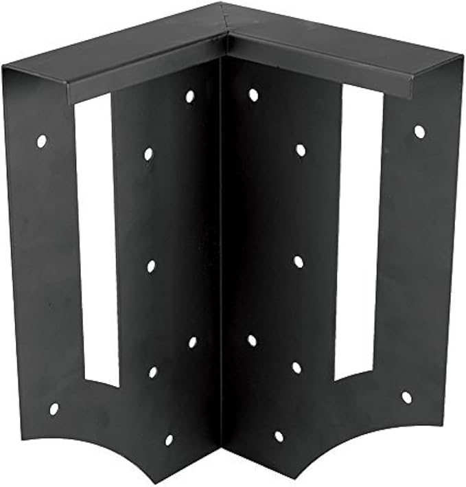 Plow & Hearth DIY Raised Garden Bed Corner Brackets - 6" L x 6" W x 10½"H | Solid Steel | Black Powder-Coated | Corrosion-Resistant | Easy Assembly | Set of 4