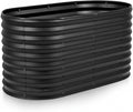 Plant & Plot Galvanized Raised Garden Beds Outdoor // 4×2×2 ft Planter Raised Beds for Gardening, Vegetables, Flowers // Large Metal Garden Box (Black) // Patented Tool-Free Design