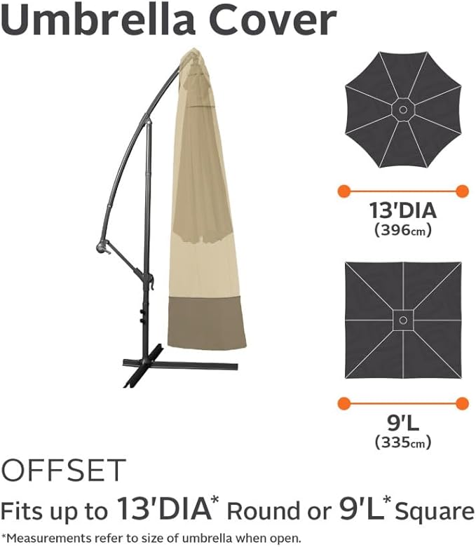 Classic Accessories Veranda Water-Resistant 13 Foot Offset Patio Umbrella Canopy Cover, Patio Furniture Covers