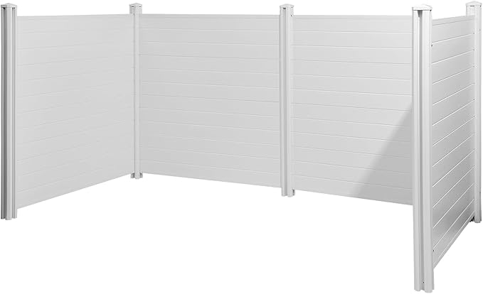 VEVOR Outdoor Privacy Screens, 50" W x 50" H Air Conditioner Fence, Pool Equipment Enclosure, Horizontal Vinyl Privacy Fence, Perfect to Enclose Trash Can and A/C Units (4-Panel)