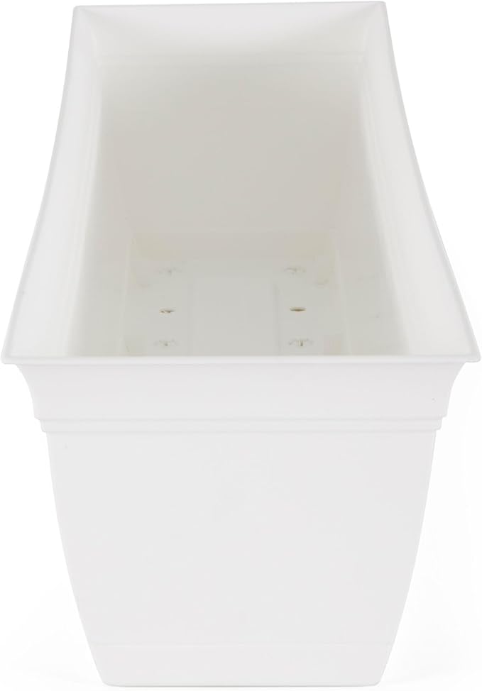 The HC Companies Indoor Outdoor 30 Inch Eclipse Series Window Flower Garden Ornamental Planter Box with Removable Attached Saucer, White (2 Pack)