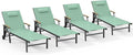 Ciokea Outdoor Lounge Chair with Pillow Set of 4, 5-Position Chaise Lounge with Wheels & Armrests, 400 lbs Heavy Duty Aluminum Pool Lounge Chairs, for Beach, Deck, Poolside & Backyard, Light Green