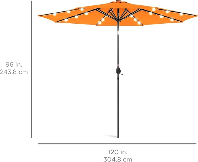 Best Choice Products 10ft Solar Polyester LED Lighted Patio Umbrella w/Tilt Adjustment and UV-Resistant Fabric