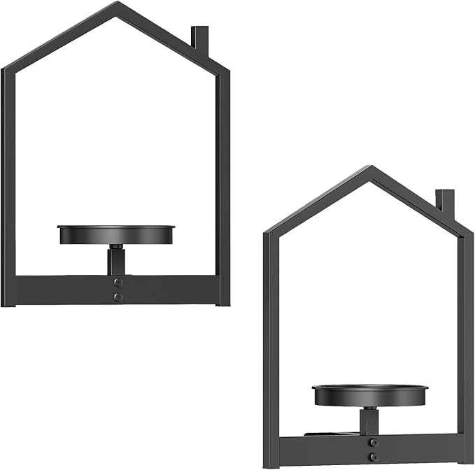 HOOBRO Wall Plant Holder, Wall Planters for Indoor Plants Set of 2, Plant Hanger Indoor Window Plant Shelves for Indoor Outdoor Decor, Black BK08HJP201