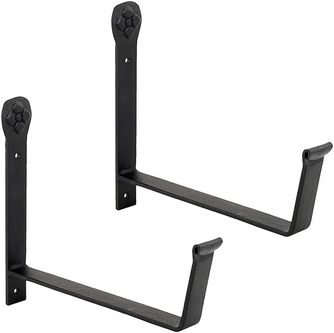 Achla Designs SFB-02 Wall-Mount, 8 inch Flower Window Box Planter Brackets, 8-inch, Black