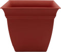 The HC Companies Eclipse Square Plastic Planter w/ Attached Saucer - Outdoor & Indoor Plant Pot with Drainage Holes - Lightweight, UV-Resistant Plastic Pots For Plants (12" Clay, Pack of 1)