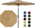 10 ft Patio Umbrella - 8 Sturdy Ribs Outdoor Table Umbrella with Crank Lift & Push Button Tilt - Market Umbrella for Pool, Deck, Yard, Garden - Tan