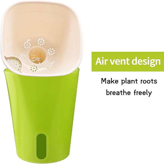 TCBWFY 9 Inch Self Watering Pots for Indoor Plants,3 Sets Self Watering Planter Pots with Visual Water Level Window and Multiple Vents,Self Watering Plant Pot for All House Plants,Flowers,Herbs