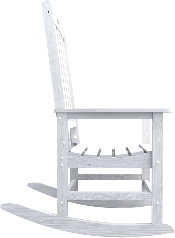 Oversized Rocking Chair Set of 4, Outdoor Rocking Chair for Adults, All Weather Resistant Porch Rocker for Lawn Garden, White