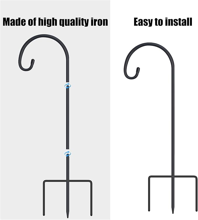 FEED GARDEN Adjustable 32 Inch Shepherd Hooks Rust Resistant Steel Shepard Hooks for Outdoor Hanging Lanterns, Bird Feeders, Solar Lights, Weddings Decor 8 Pack