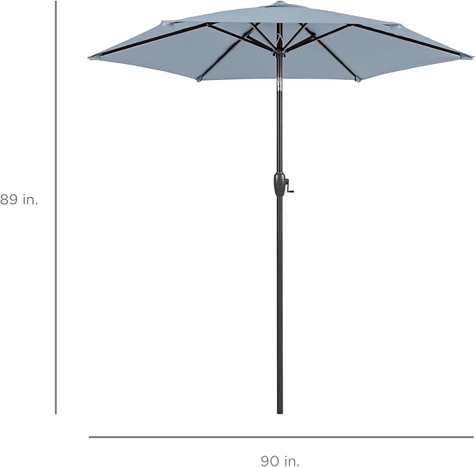 Best Choice Products 7.5ft Heavy-Duty Round Outdoor Market Table Patio Umbrella w/Steel Pole, Push Button Tilt, Easy Crank Lift - Breeze Blue