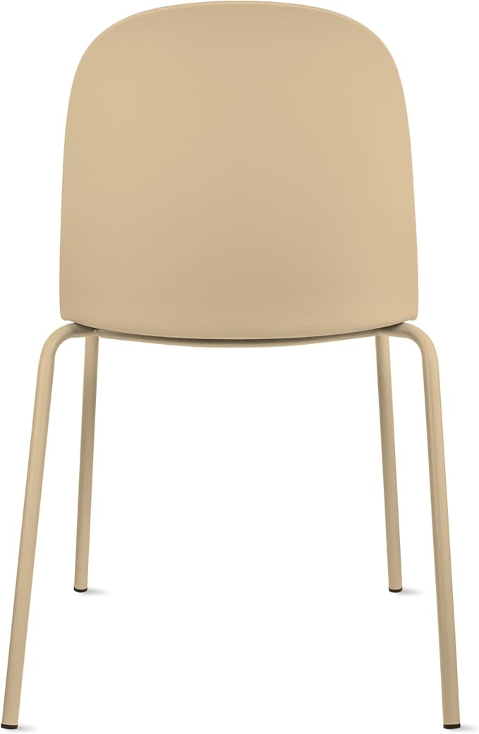2xhome Set of 4 Modern Stackable Armless Dining Chairs | Plastic Shell Seat with Metal Legs | Indoor or Outdoor Use | Home Kitchen Patio, Beige