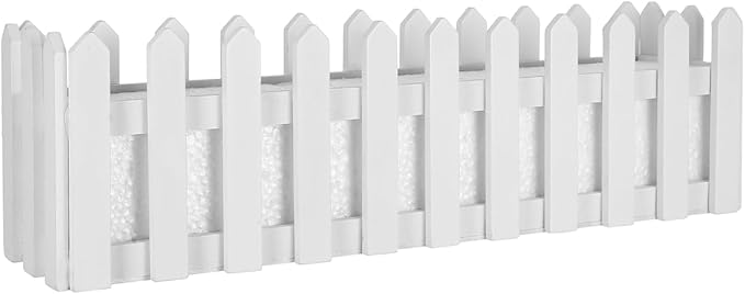 YARDWE Picket Fence Panels Wooden Picket Fence Flower Pot Window Box Planter Garden Planter with Fence Design for Artificial Flower Plants Picket Fence