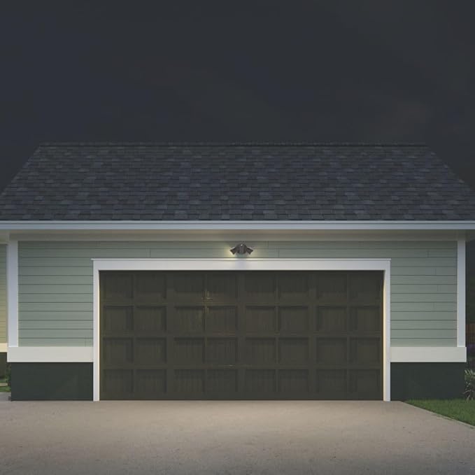 Lithonia Lighting HomeGuard 2-Light LED Outdoor Flood Lights, Outdoor LED Lights, Dusk to Dawn Sensor, Adjustable Lumens, 4000K Cool White, Round Heads, Dark Bronze (HGX LED 2RH ALO 40K 120 PE DDB)