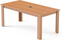 GREENVINES Outdoor Dining Table | 67’’ | HDPE | Rectangle Tables for 6 | All-Weather | Umbrella Hole | Patio Furniture | for Poolside Backyard Garden | Teak
