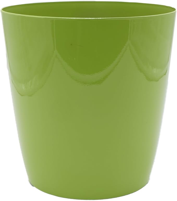 The HC Companies Aria Round Self-Watering Pot - Lightweight Plastic Planter for Herbs & More - Durable Plant Pots for Indoor Plants & Outdoor Plants (6" Glossy Avocado, Pack of 1)