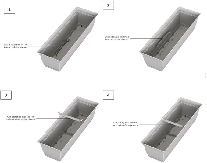 The HC Companies 24 Inch Eclipse Window Planter Box with Drainage Holes & Attached Saucer, Lightweight UV-Resistant Plastic Indoor & Outdoor Planters, 2-Pack Flower Box for Garden & Home Decor, White