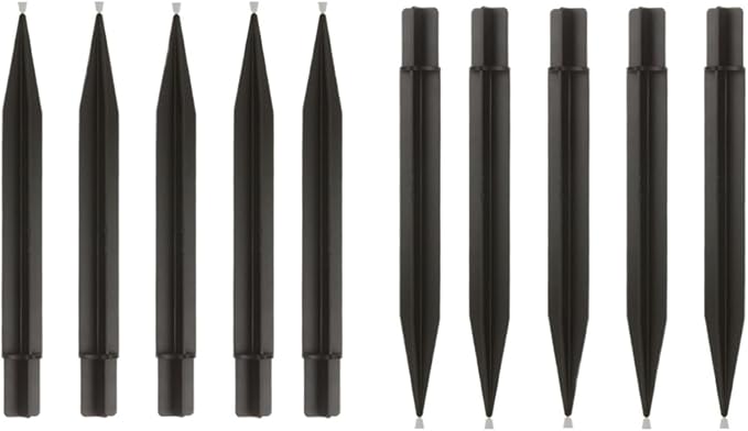 8.25" Reinforced ABS Plastic Solar Ground Spikes - Durable Solar Light Replacement Stakes for Garden, Pathway, Deck, Camping, Christmas Lights (Fits 0.83" Inside Diameter) (Black-10 Pack)