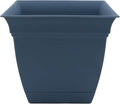 The HC Companies Eclipse Square Plastic Planter w/ Attached Saucer - Outdoor & Indoor Plant Pot with Drainage Holes - Lightweight, UV-Resistant Plastic Pots For Plants (6" Slate Blue, Pack of 1)