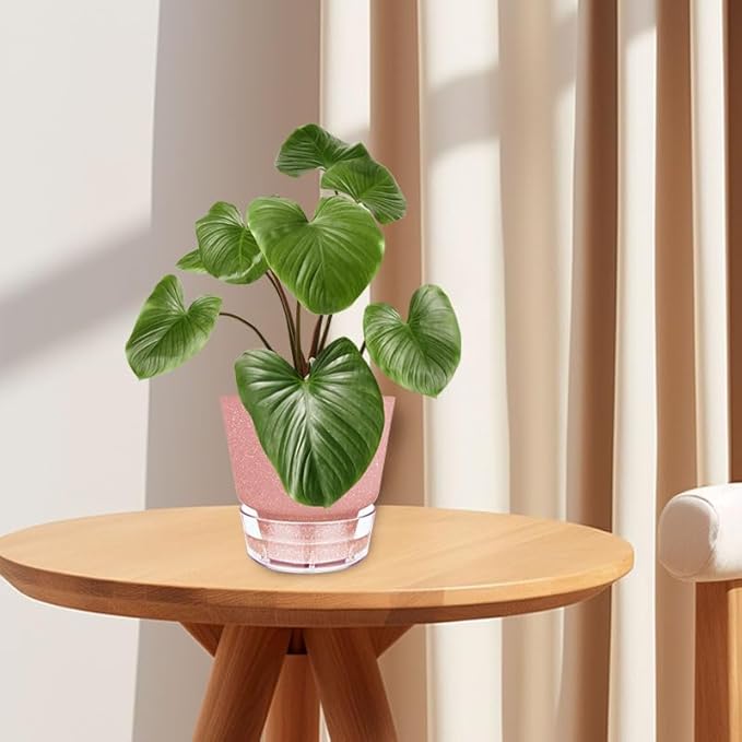 Self Watering Pots for Indoor Plants, with Visible Reservoir, 6 inch Plant Pot with Wick Rope Planter Pot for Indoor Outdoor Plants (Frosted Brick Red)